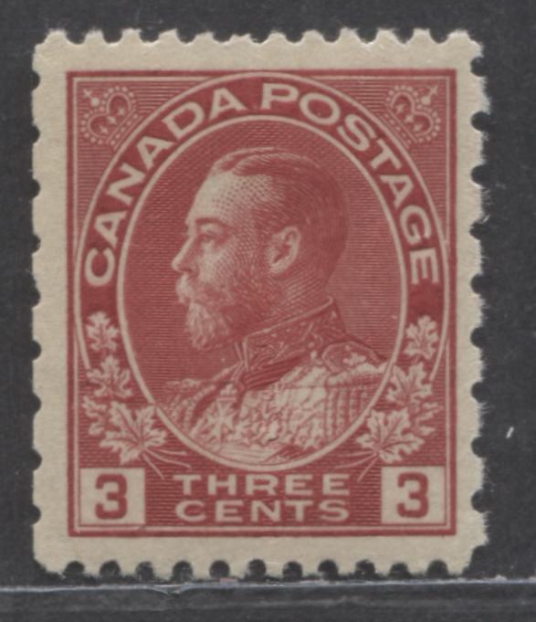 Lot 84 Canada #184 3c Carmine King George V, 1931 Admiral Provisional Issue, A VFOG Single, Die 2, Dry Printing, Perf 12 x 8