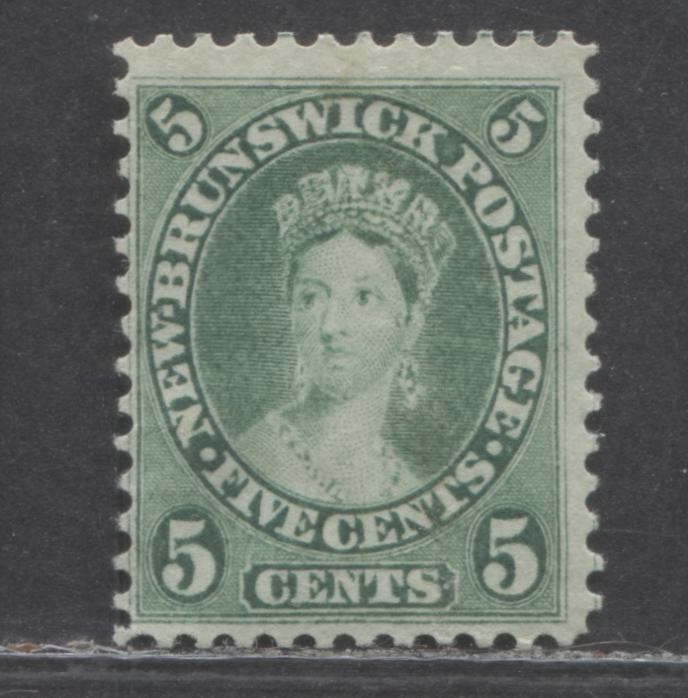 Lot 88 New Brunswick #8 5c Yellow Green Queen Victoria, 1860 Cents Issue, A FOG Single , Perf 11.75 x 12