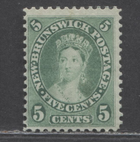 Lot 88 New Brunswick #8 5c Yellow Green Queen Victoria, 1860 Cents Issue, A FOG Single , Perf 11.75 x 12