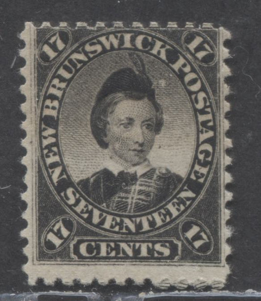 Lot 90 New Brunswick #11 17c Black Prince Of Wales, 1860 Cents Issue, A FOG Single, Perf 11.75