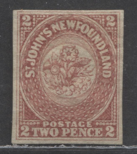 Lot 95 Newfoundland #17 2d Rose Flower, 1861-1862 Third Pence Issue, A Fine Unused Single, On Thick, Soft Paper