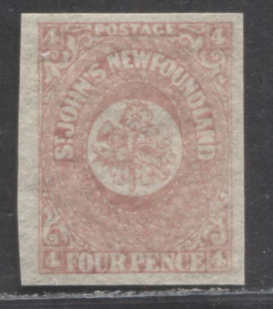 Lot 96 Newfoundland #18 4d Pale Rose Flower, 1861-1862 Third Pence Issue, A VFOG Single, On Crisp, Hard Paper