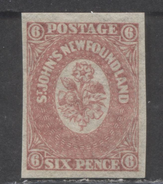 Lot 97 Newfoundland #20 6d Rose Flower, 1861-1862 Third Pence Issue, A VFNH Single, On Crisp, Hard Paper