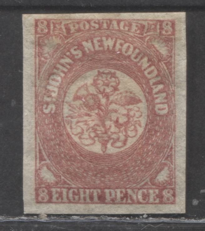 Lot 98 Newfoundland #22 8d Deep Rose Flower, 1861-1862 Third Pence Issue, A Very Fine Unused Single, On Thicker, Hard Paper, 1st Printing