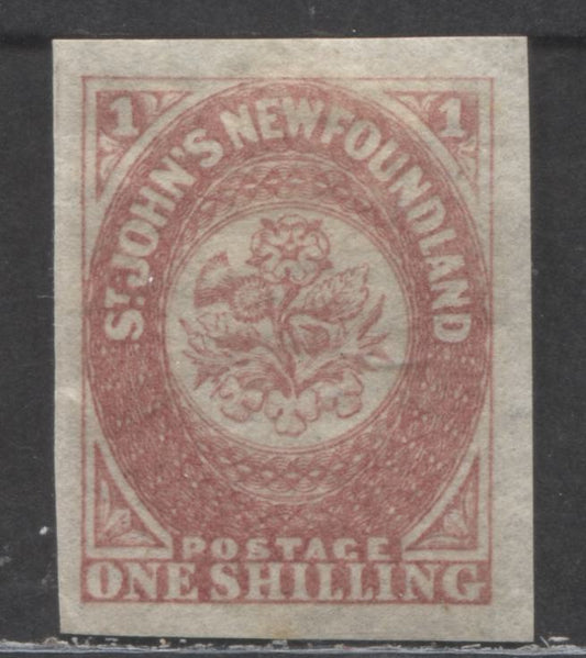 Lot 99 Newfoundland #23 1/- Rose Flower, 1861-1862 Third Pence Issue, A VFOG Single, On Crisp, Hard Paper