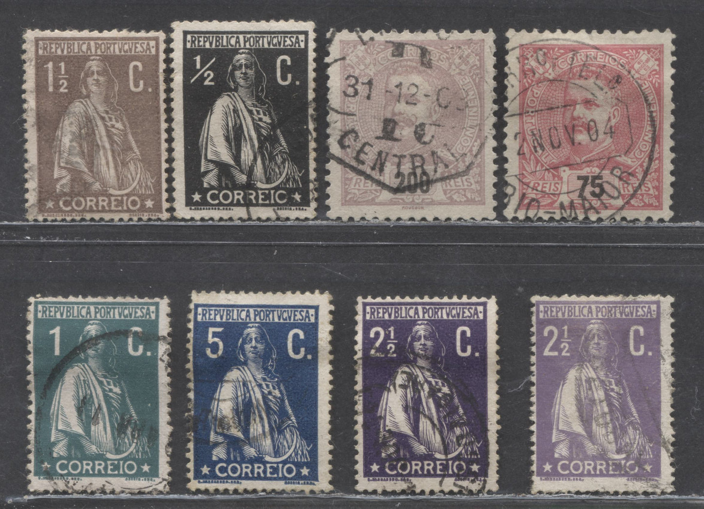 Lot 126 Portugal SC#121/213 1898-1915 Ceres Definitives, On Chalky paper, Perf 15 x 14, 8 Fine/Very Fine Used Singles, Click on Listing to See ALL Pictures, 2022 Scott Classic Cat. $41.05 USD