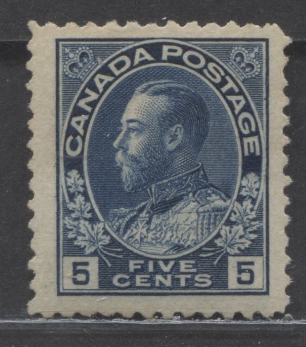 Lot 14 Canada #111 5c Dark Blue King George V, 1914 Admiral Issue, A FUN Single, With No Gum & Jumbo Margins