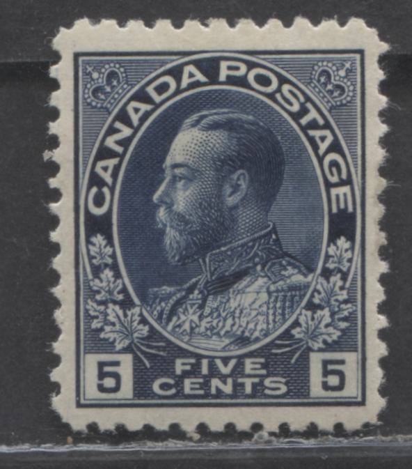 Lot 15 Canada #111a 5c Indigo King George V, 1912 Admiral Issue, A VFOG Single