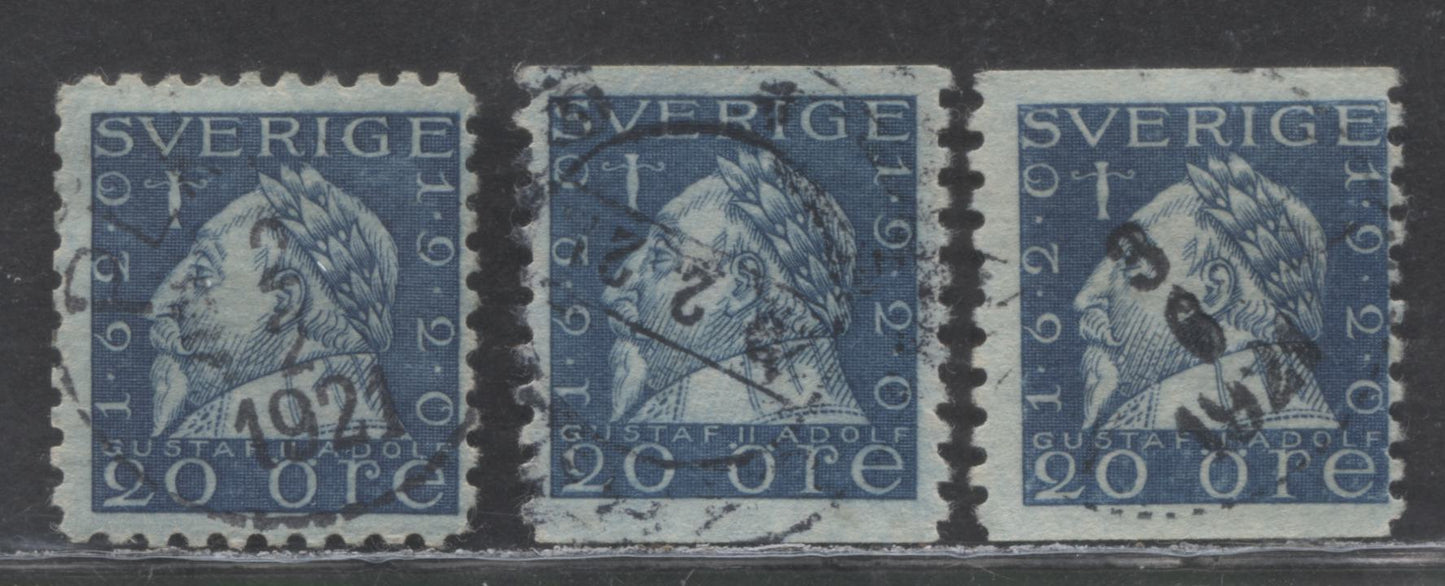 Lot 205 Sweden SC#164-166 1921-1936 Tercentenary Of Swedish Post, Perf 1 10 Vertical & Watermarked, 3 Fine Used Singles, Click on Listing to See ALL Pictures, Estimated Value $18 USD