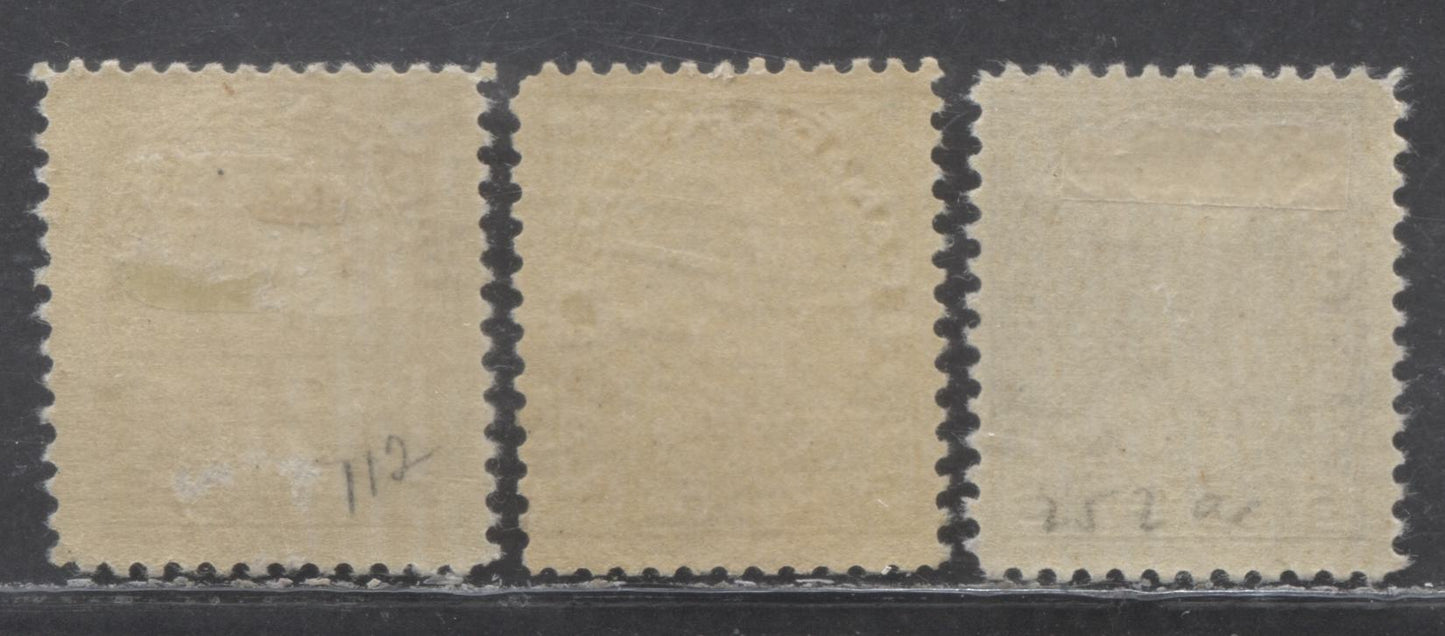 Lot 24 Canada #112i, 112c 5c Violet, Grey Violet, Violet King George V, 1922 Admiral Issue, 3 FOG Singles, Wet And Dry Printings