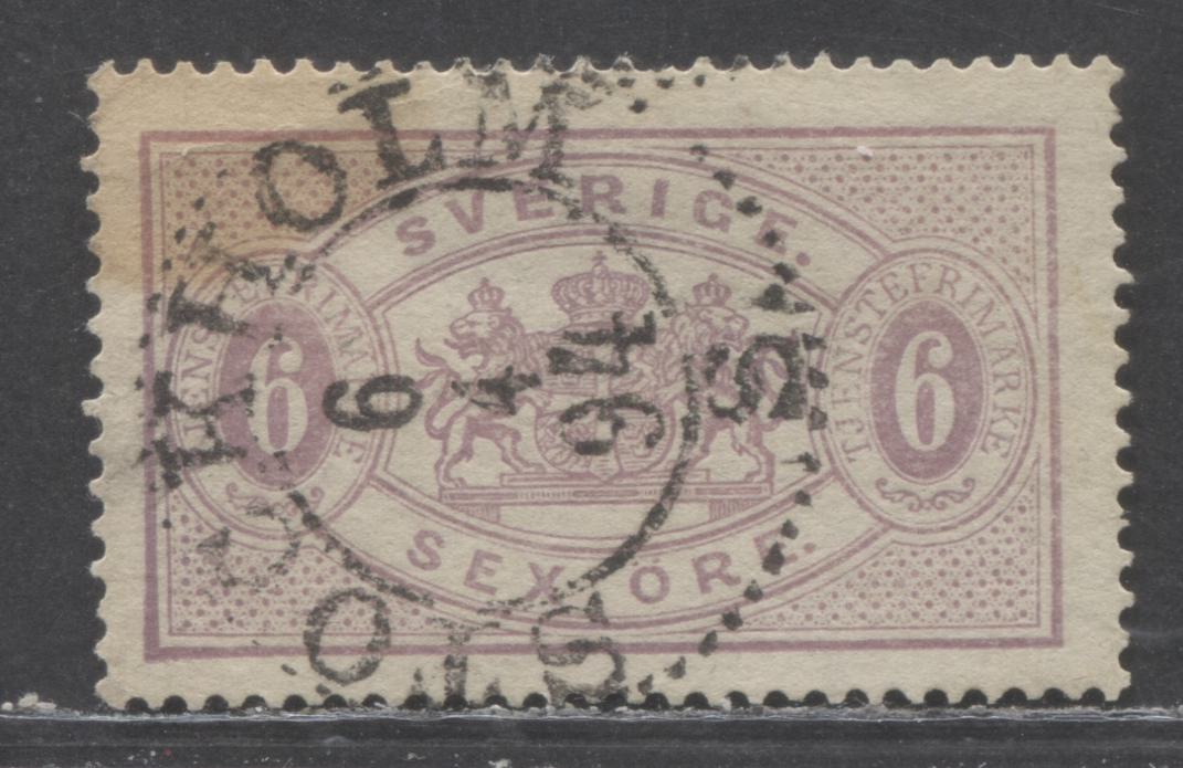 Lot 246 Sweden SC#O16a 6o Lilac 1881-1896 Officials, Perf 13, A Very Good/Fine Used Example, Click on Listing to See ALL Pictures, Estimated Value $18 USD