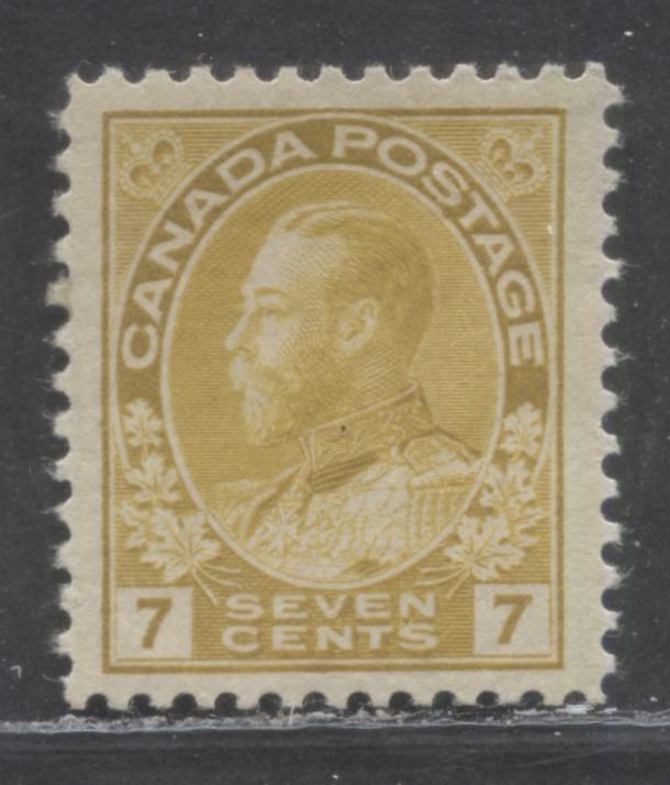 Lot 29 Canada #113 7c Yellow Ochre King George V, 1916 Admiral Issue, A VFOG Single