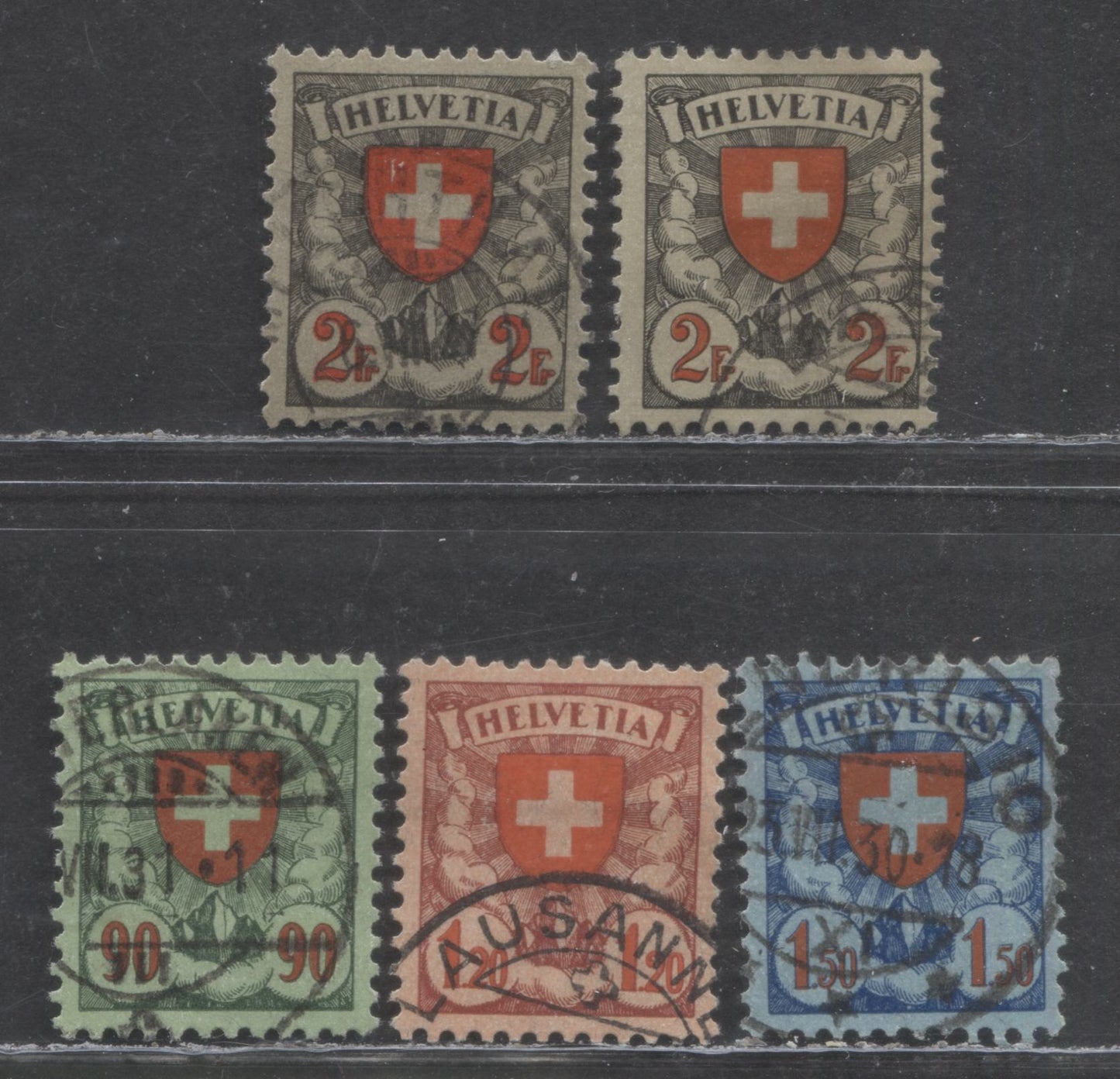 Lot 293 Switzerland SC#200-203a 1924-1933 Arms Issue, On Granite Paper, 5 Very Fine Used Singles, Click on Listing to See ALL Pictures, 2022 Scott Classic Cat. $44.5 USD