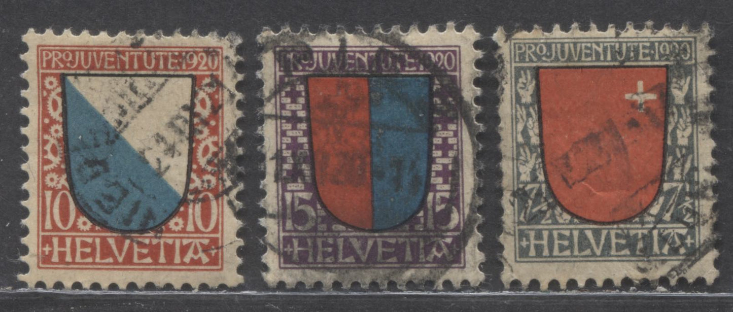 Lot 301 Switzerland SC#B15-B17 1920 Semi Postals, 3 Fine Used Singles, Click on Listing to See ALL Pictures, Estimated Value $30 USD