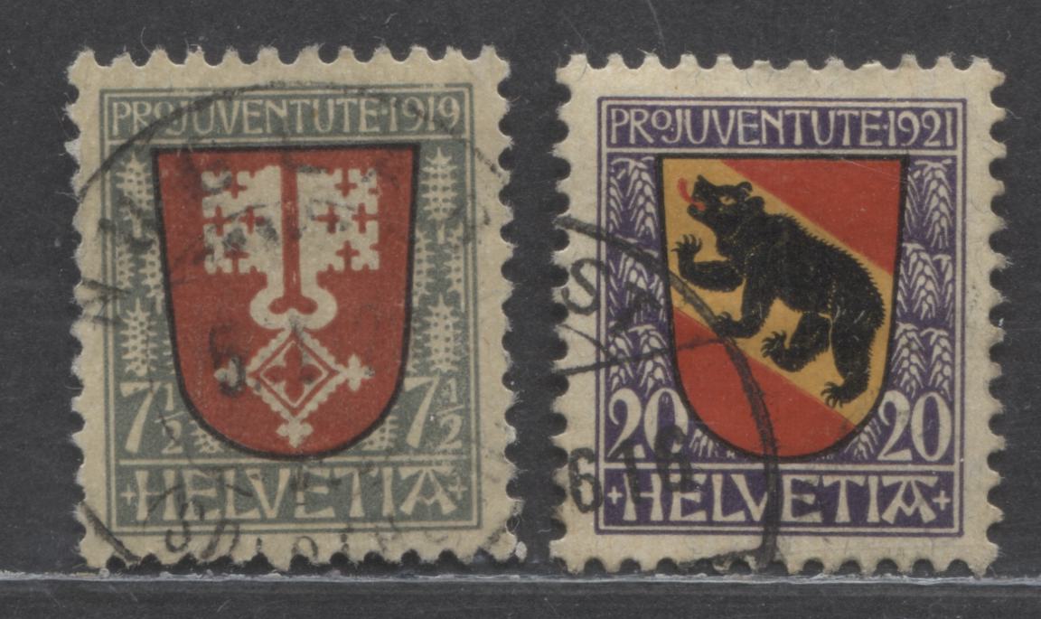 Lot 302 Switzerland SC#B12/B19 1919-1921 Semi Postals, 2 Very Fine Used Singles, Click on Listing to See ALL Pictures, 2022 Scott Classic Cat. $29 USD