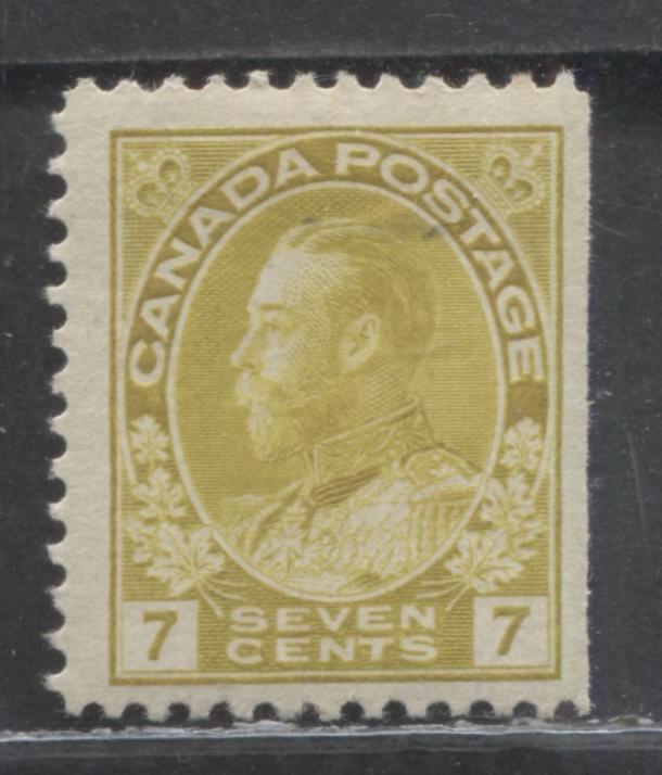 Lot 35 Canada #113iv 7c Greenish Yellow King George V, 1915-1916 Admiral Issue, A FOG Single, Right Sheet Margin Example
