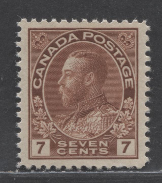 Lot 38 Canada #114iii 7c Red Brown King George V, 1911-1925 Admiral Issue, A VFNH Single On Thin Paper, Dry Printing