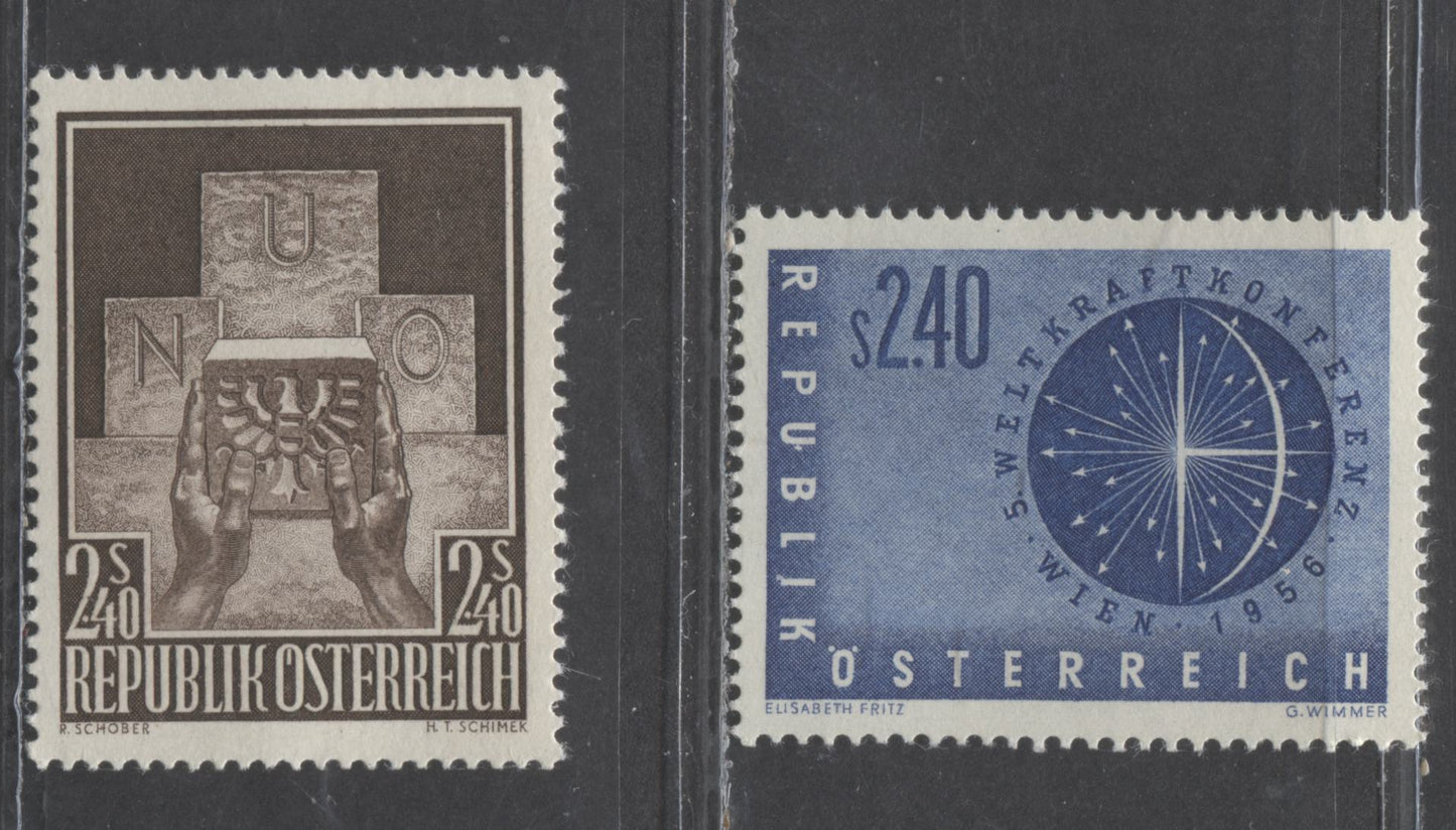 Lot 417 Austria SC#610-611 1956 Commemoratives, 2 VFNH Single, Click on Listing to See ALL Pictures, 2017 Scott Cat. $21.5 USD