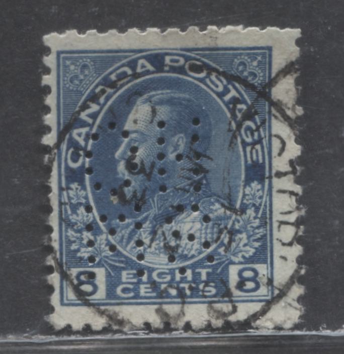 Lot 45 Canada #O8-115 8c Blue King George V, 1912-1925 Large OHMS, A Very Good Used Single, OHMS Position A