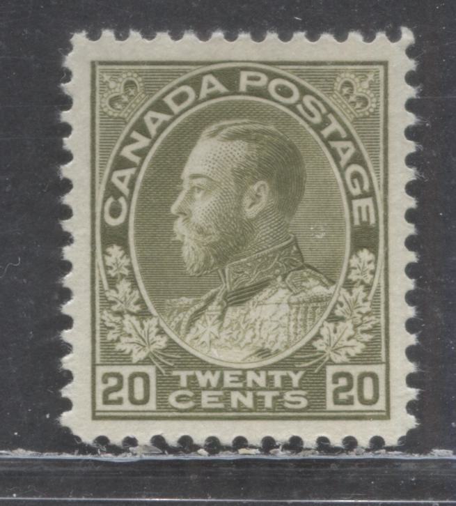 Lot 65 Canada #119 20c Olive Green King George V, 1925 Admiral Issue, A VFOG Single, Dry Printing