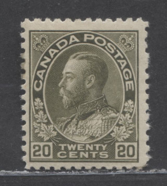 Lot 68 Canada #119d 20c Grey Green King George V, 1912 Admiral Issue, A FOG Single, Wet Printing