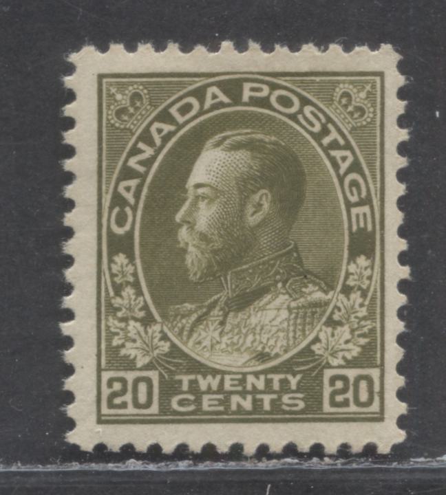 Lot 70 Canada #119c 20c Dark Olive Green King George V, 1912 Admiral Issue, A VFOG Single, Wet Printing