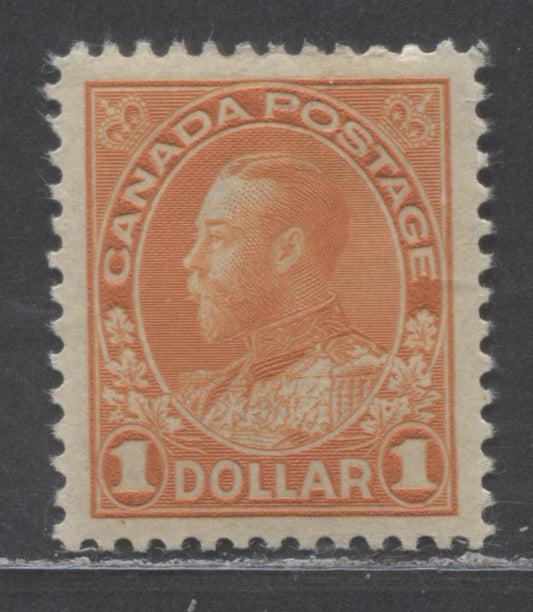 Lot 84 Canada #122 1$ Orange King George V, 1925 Admiral Issue, A VFOG Single, Dry Printing