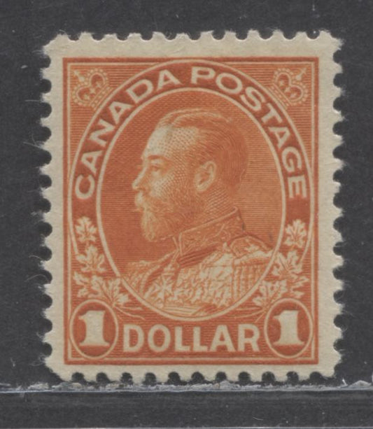 Lot 86 Canada #122b 1$ Deep Orange King George V, 1923 Admiral Issue, A FOG Single, Wet Printing