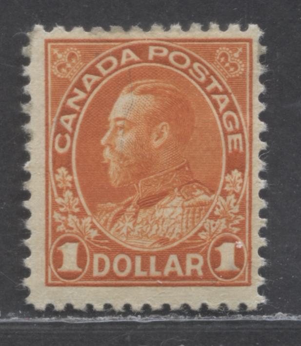Lot 87 Canada #122b 1$ Deep Orange King George V, 1923 Admiral Issue, A FOG Single, Wet Printing