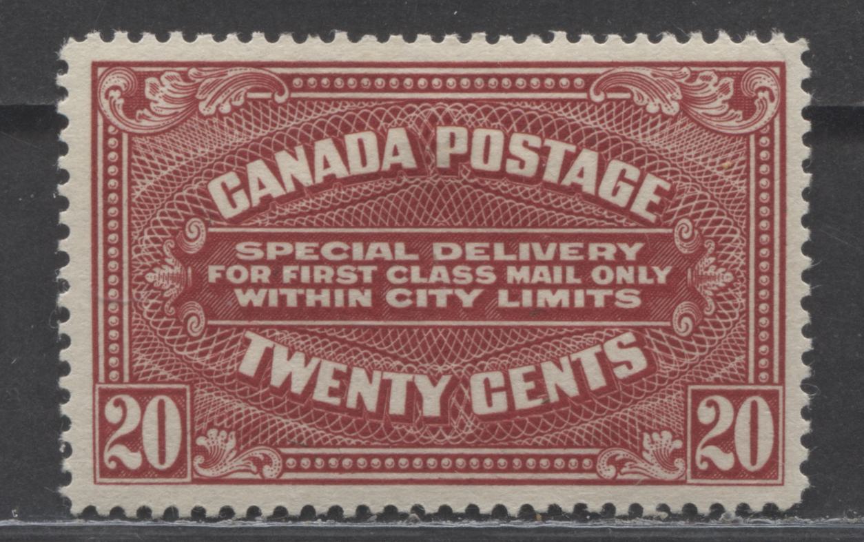 Lot 89 Canada #E2a 20c Carmine American Bank Note Company, 1922 Special Delivery Issue, A VFOG Single, Wet Printing