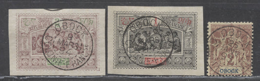 Lot 91 Obock SC#33/47 1892-1894 Peace, Commerce & Somali Warriors Issues, 3 Fine/Very Fine Used Singles, Click on Listing to See ALL Pictures, 2022 Scott Classic Cat. $7.5 USD
