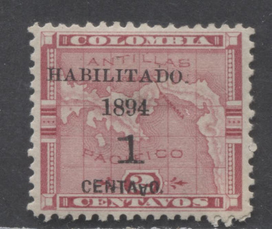 Lot 96 Panama SC#23var 1c Red 1894 Surcharge Issue, Inverted A For 'V' In Centavos, A VFOG Example, Click on Listing to See ALL Pictures, 2022 Scott Classic Cat. $10 USD