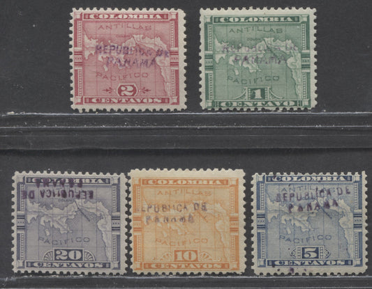 Lot 98 Panama SC#58/62 1903 City Of Panama Handstamps, 5 F/VFOG Singles, Click on Listing to See ALL Pictures, 2022 Scott Classic Cat. $25 USD