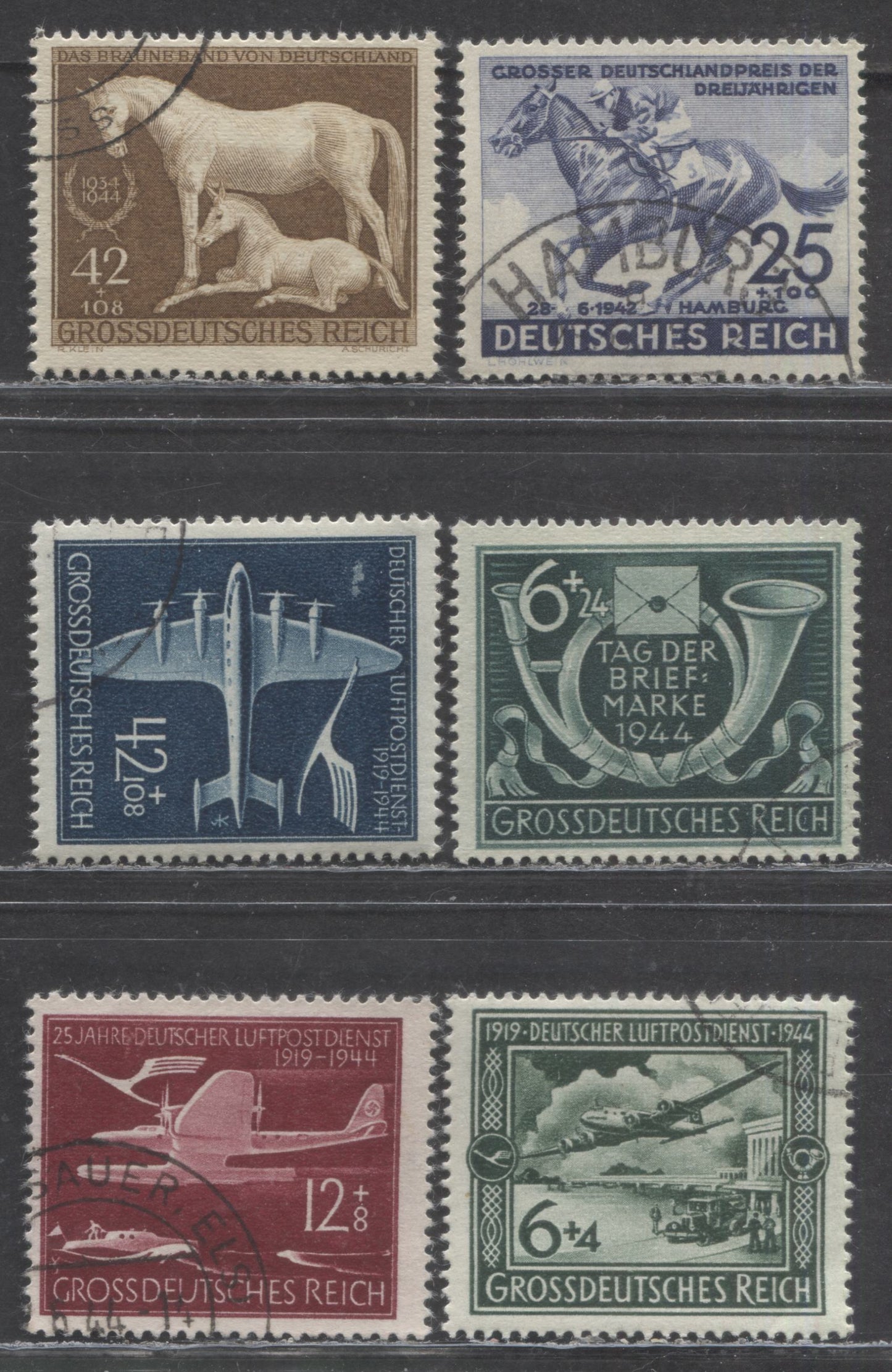 Lot 124 Germany SC#B204/B288 1942-1944 Semi Postals, 6 Fine/Very Fine Used Singles, Click on Listing to See ALL Pictures, 2017 Scott Cat. $11.5 USD