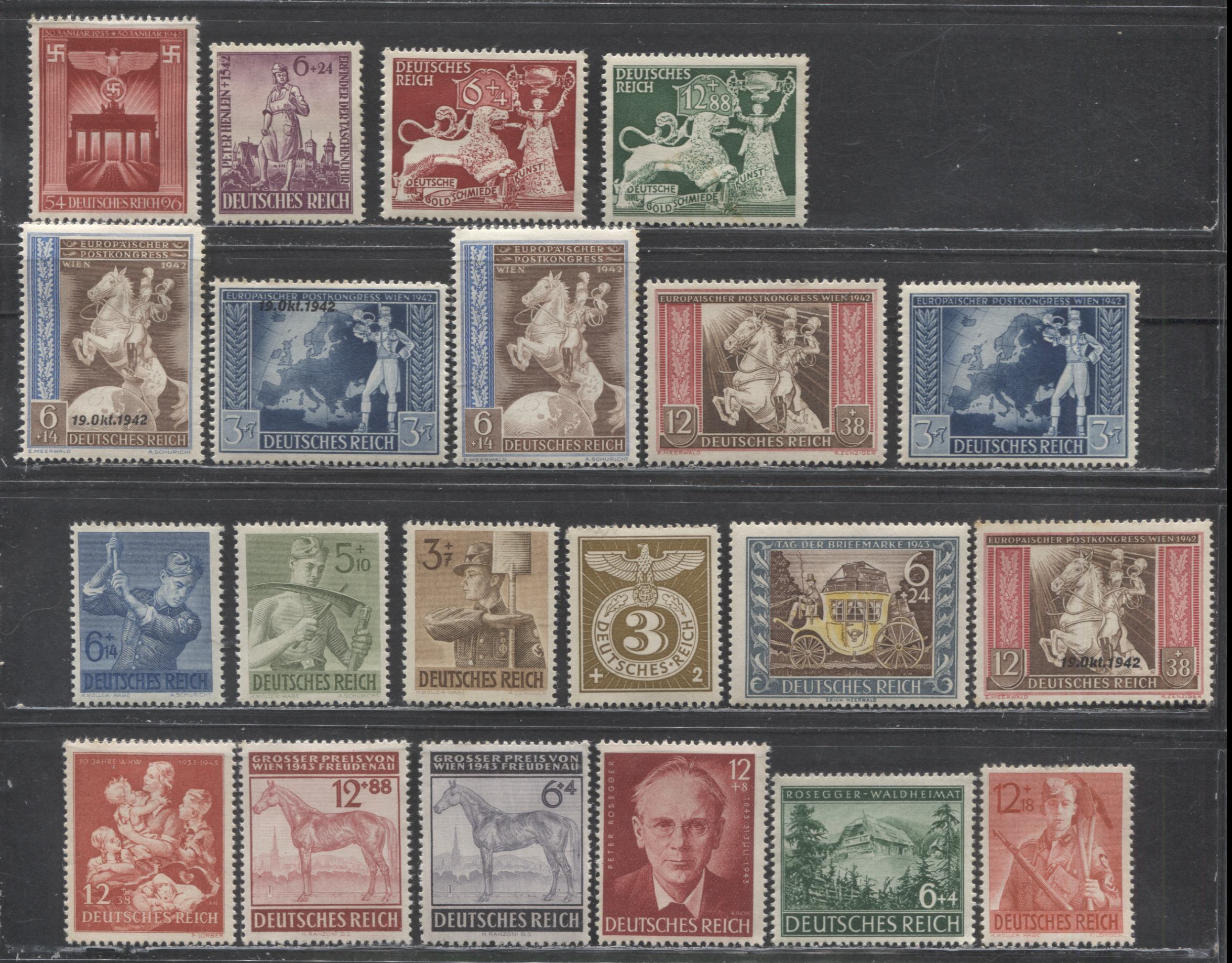 Lot 125 Germany SC#B206/B246 1942-1943 Semi Postals, 19 F/VFOG/NH Sing ...