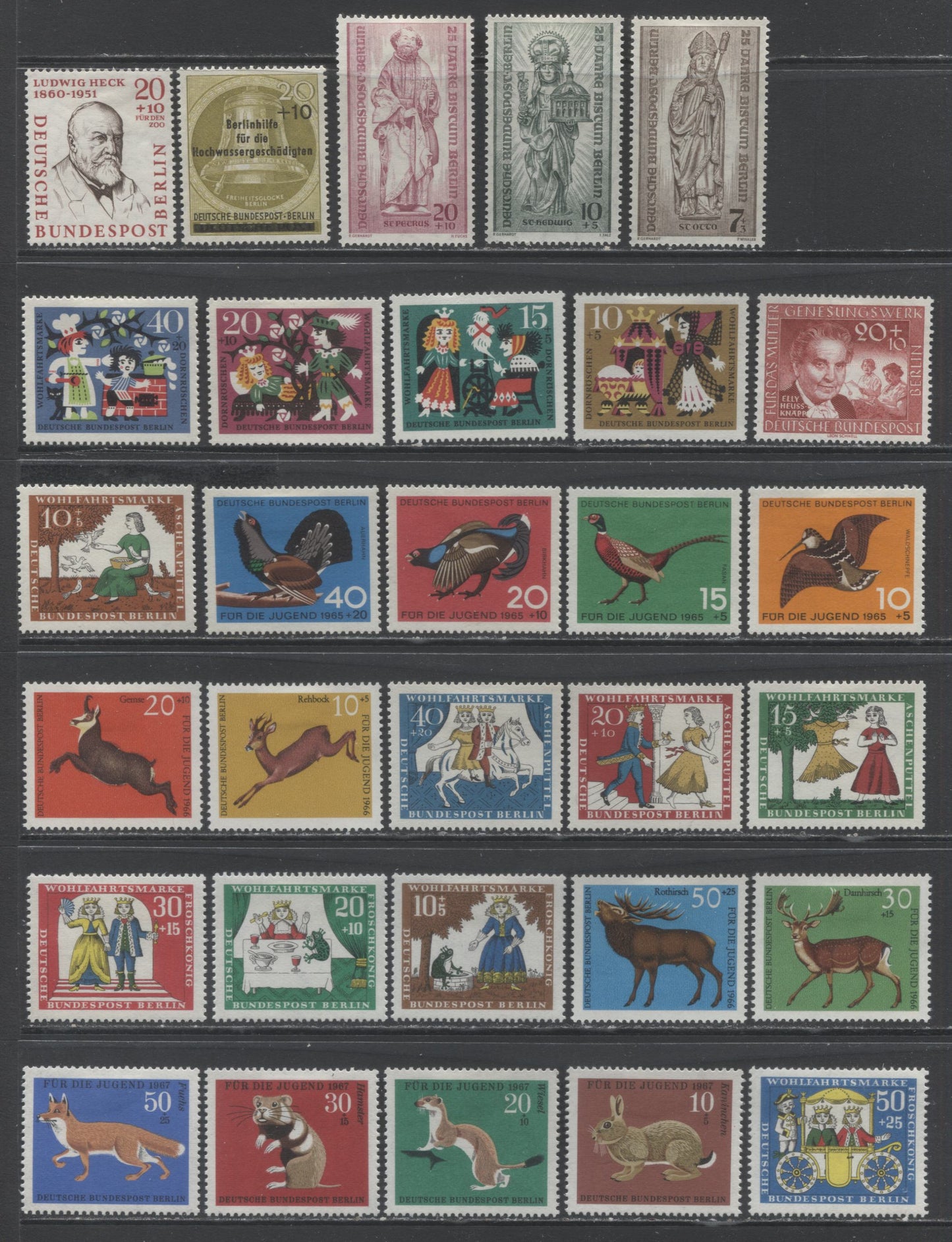 Lot 138 Germany - Berlin SC#9NB14/9NB56 1955-1968 Occupation Semi Postals, 38 F/VFOG Singles, Click on Listing to See ALL Pictures, 2017 Scott Cat. $21.5 USD