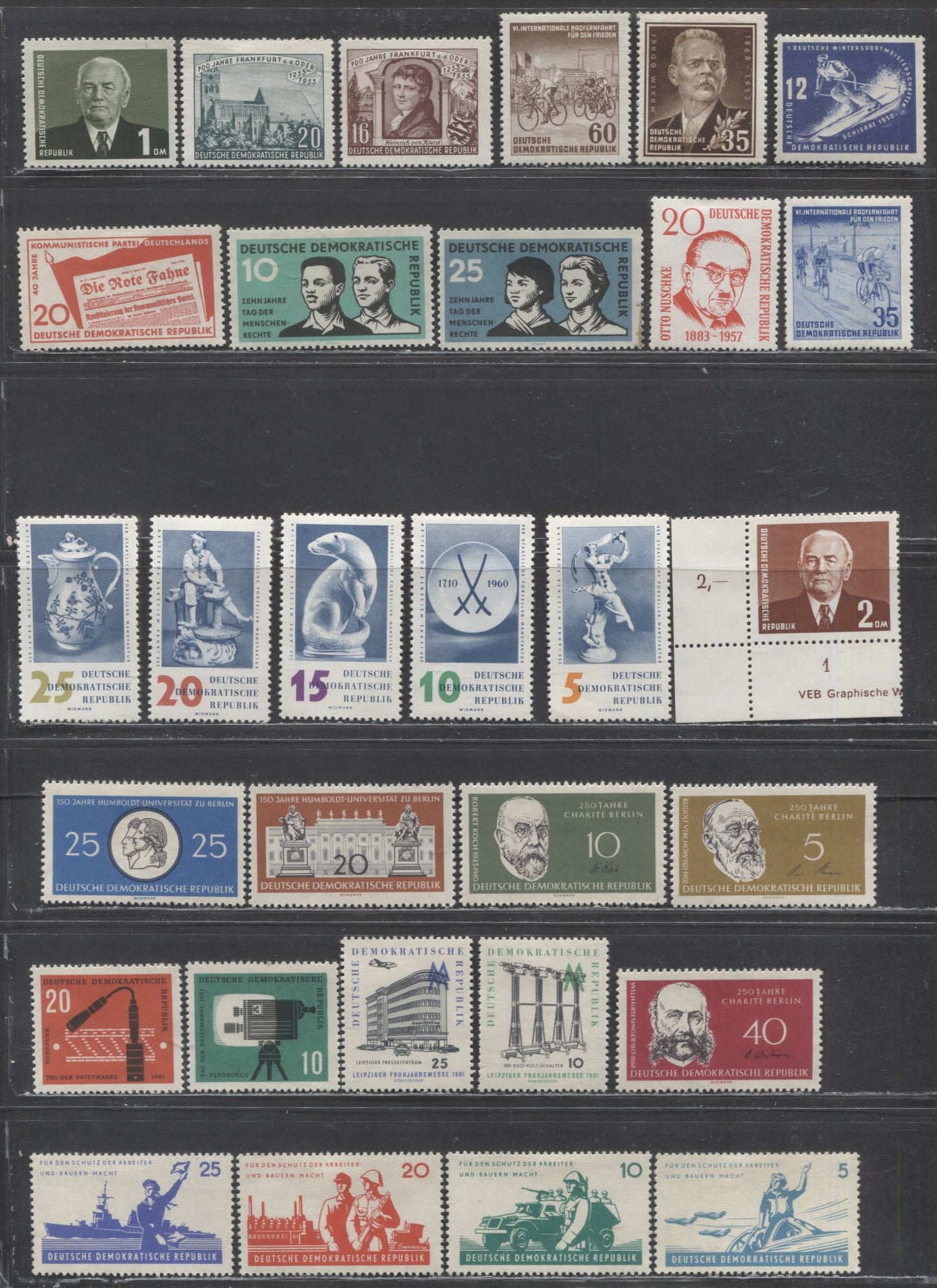 Lot 141 German Democratic Republic SC#51/601 1950-1962 Commemoratives & Definitives, 31 VFOG/NH Singles, Click on Listing to See ALL Pictures, 2017 Scott Cat. $29.85 USD