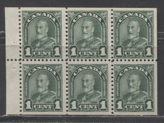 Lot 66 Canada #163c 1c Deep Green King George V, 1930-1931 Arch/Leaf Issue, A FNH Booklet Pane Of 6