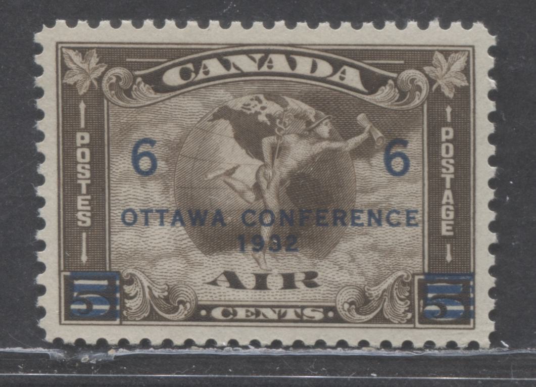 Lot 1 Canada #C4 6c On 5c Olive Brown Mercury With Scroll, 1932 Airmail Issue, A VFNH Single