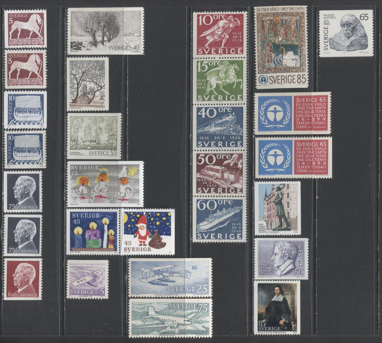 Lot 241 Sweden SC#919-985 1972 Commemoratives & Definitives, A Range Of VFNH Singles, Click on Listing to See ALL Pictures, 2017 Scott Cat.$27.7 USD