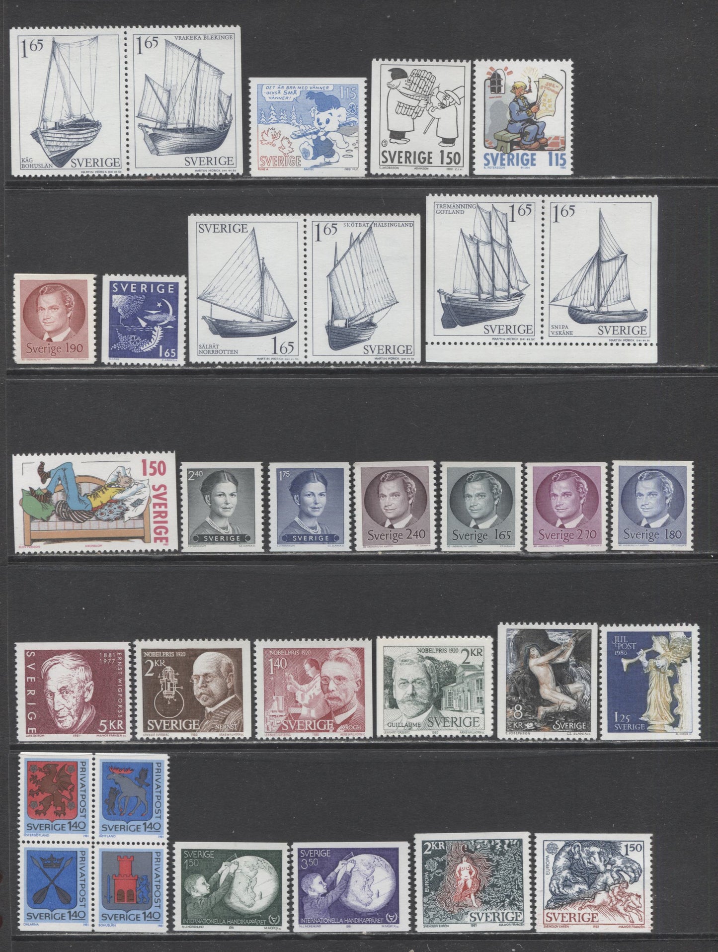 Lot 254 Sweden SC#1335/1376 1980-1981 Commemoratives, A Range Of VFNH Singles, Click on Listing to See ALL Pictures, 2017 Scott Cat.$25.6 USD