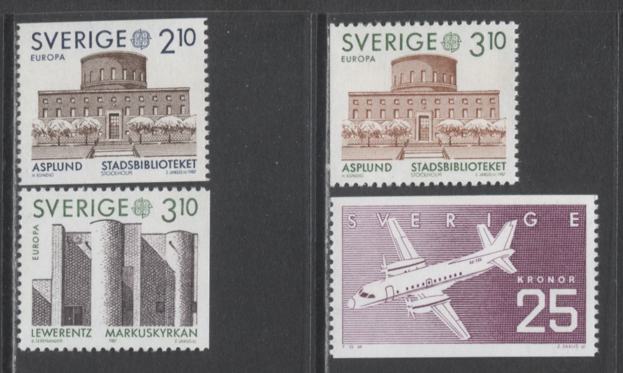Lot 268 Sweden SC#1627-1630 1987 Europa & Aviation, 4 VFNH Singles, Click on Listing to See ALL Pictures, 2017 Scott Cat.$17.7 USD