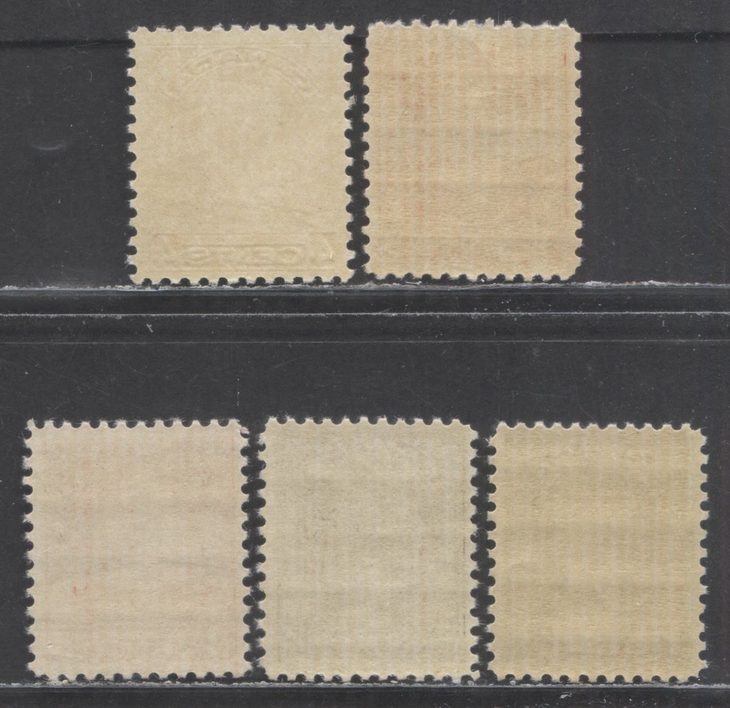 Lot 27 Canada #195-197c, 198i 1c - 4c Dark Green - Brownish Ochre King George V, 1932 Medallion Issue, 5 FNH Singles