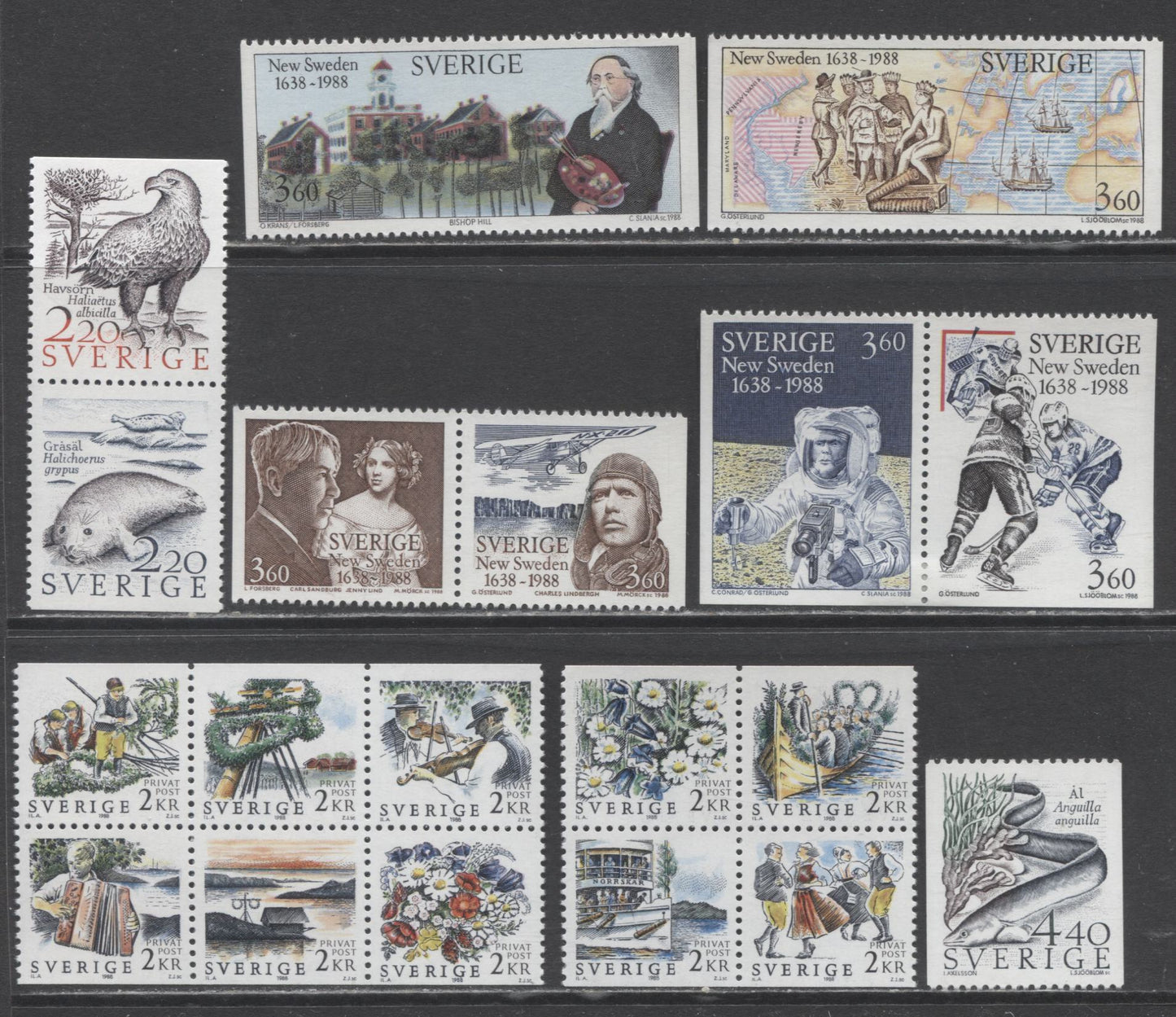 Lot 271 Sweden SC#1672-1690 1988 Commemoratives, 18 VFNH/LH Singles & Pairs, Click on Listing to See ALL Pictures, 2017 Scott Cat.$33.7 USD