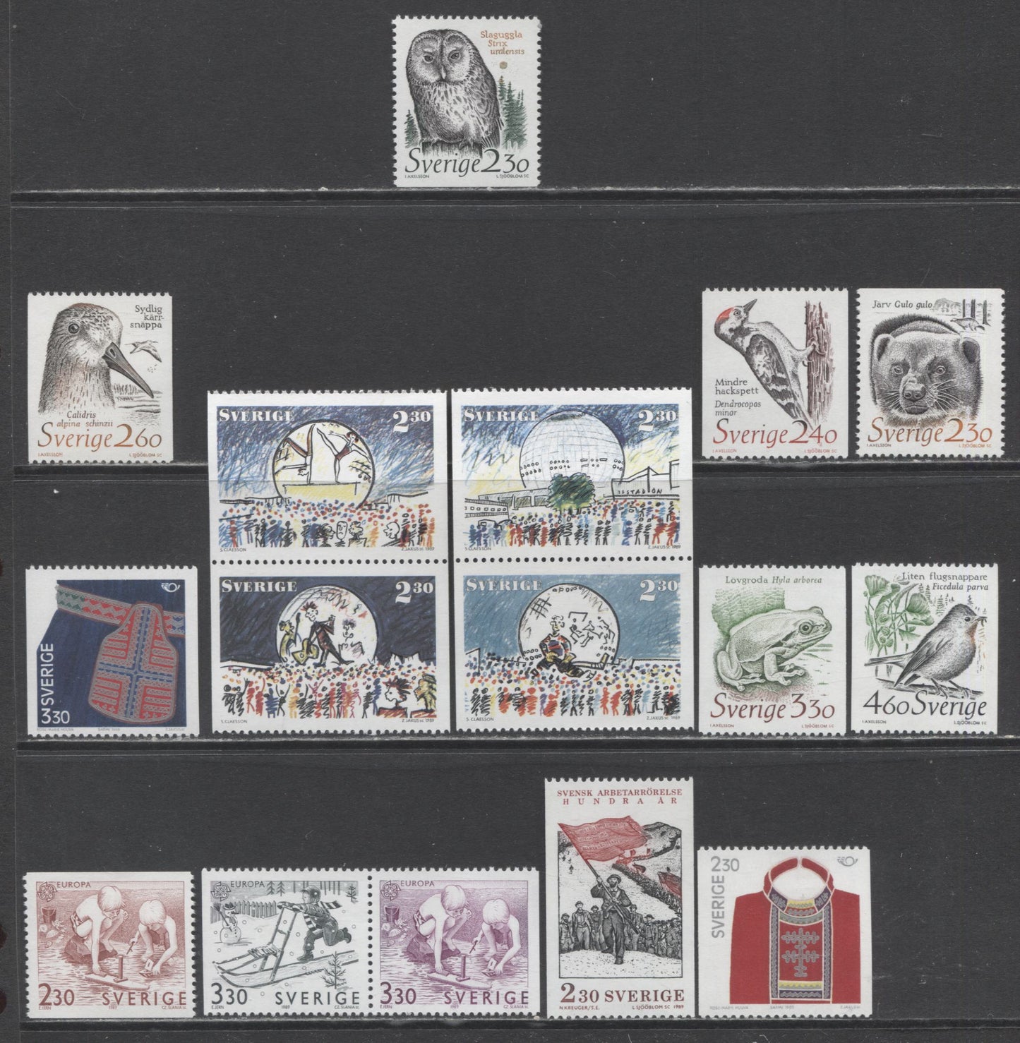 Lot 274 Sweden SC#1723-1738 1989 Commemoratives, 16 VFNH Singles & Pairs, Click on Listing to See ALL Pictures, 2017 Scott Cat.$22.5 USD