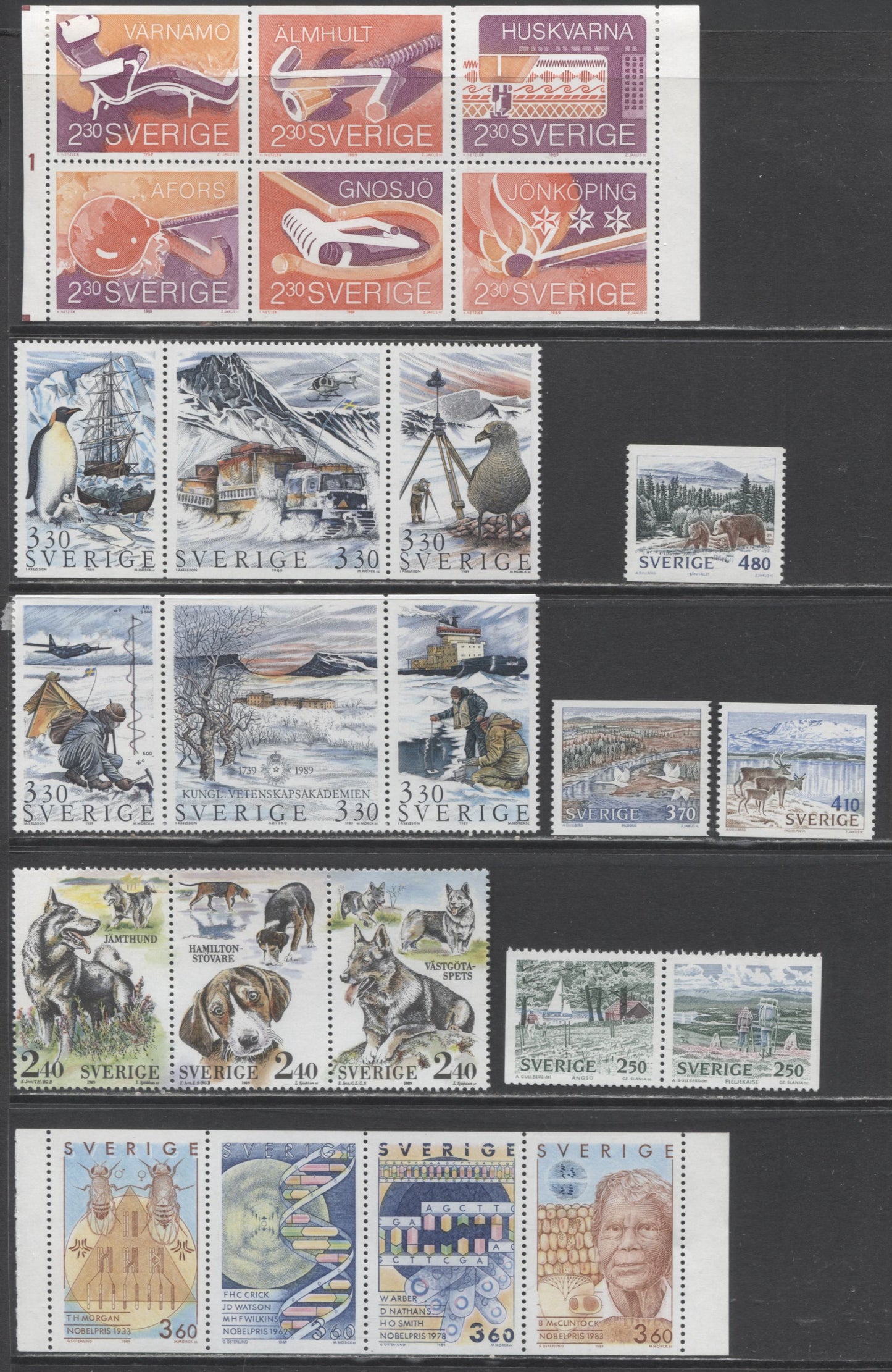 Lot 276 Sweden SC#1749/1775 1989-1990 Commemoratives, A Range Of VFNH/LH Singles, Pairs, Blocks Of 4 & 6, Click on Listing to See ALL Pictures, 2017 Scott Cat.$37.9 USD