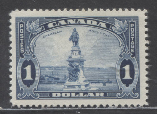 Lot 99 Canada #227 $1 Dark Blue Champlain Statue, 1935 KGV Pictorial Issue, A FNH Single On Vertical Wove Paper With Mesh & Cream Gum