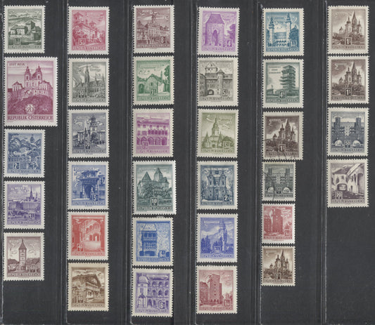 Lot 86 Austria SC#618A/702 1957-1961 Definitives, 33 F/VFOG & NH Singles, Click on Listing to See ALL Pictures, 2017 Scott Cat.$34.45 USD