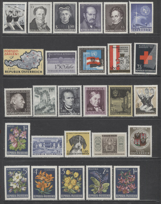 Lot 90 Austria SC#742-771 1965-1966 Commemoratives, 30 VFNH Singles, Click on Listing to See ALL Pictures, 2017 Scott Cat.$13.8 USD