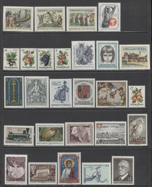 Lot 91 Austria SC#772-799 1966-1967 Commemoratives & Definitives, 28 VFNH Singles, Click on Listing to See ALL Pictures, 2017 Scott Cat.$14.65 USD